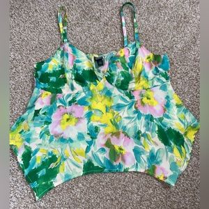 Flowered crop top, silky, size small